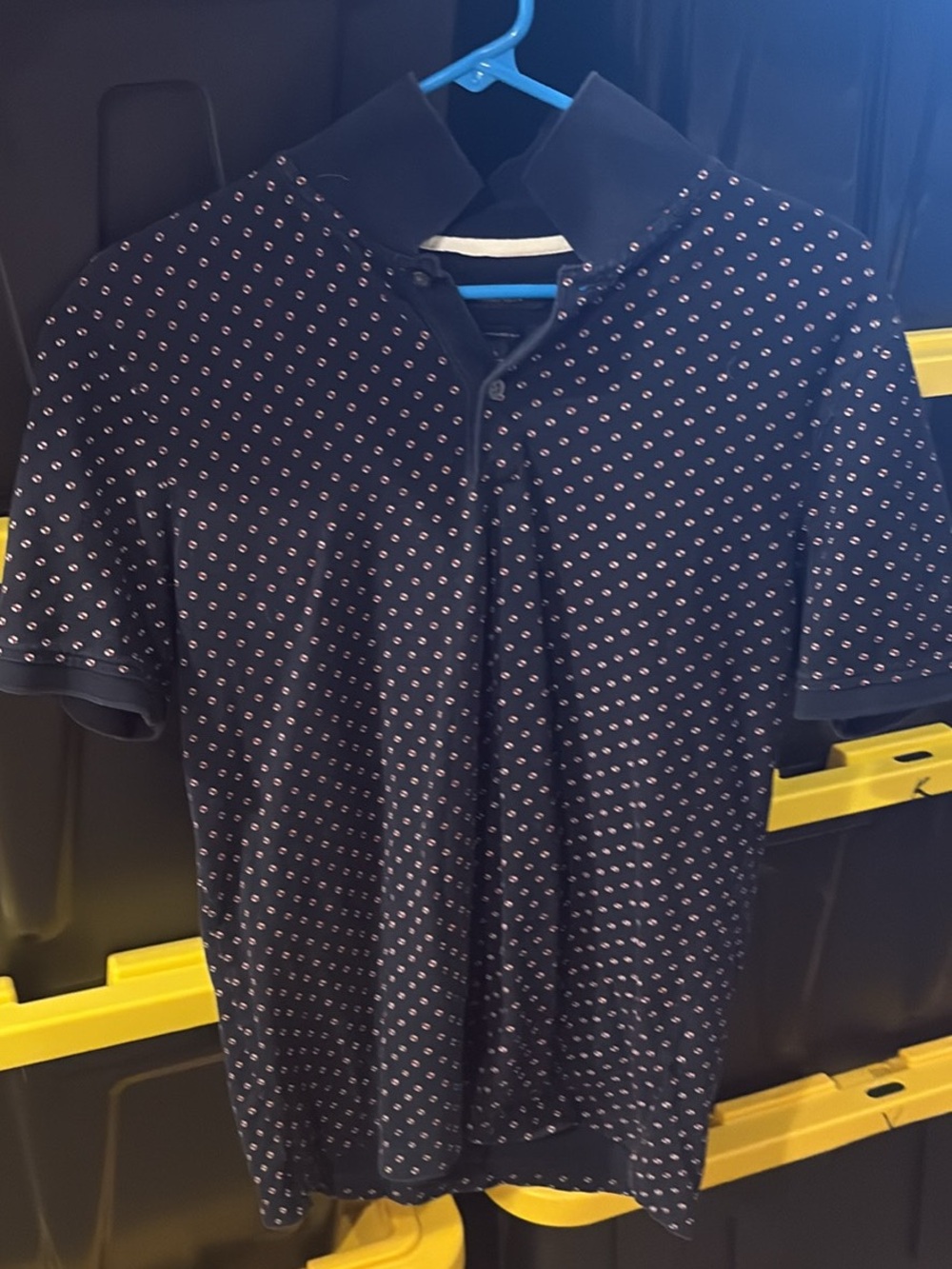 Banana Republic Navy Polo with Micro Dot Pattern